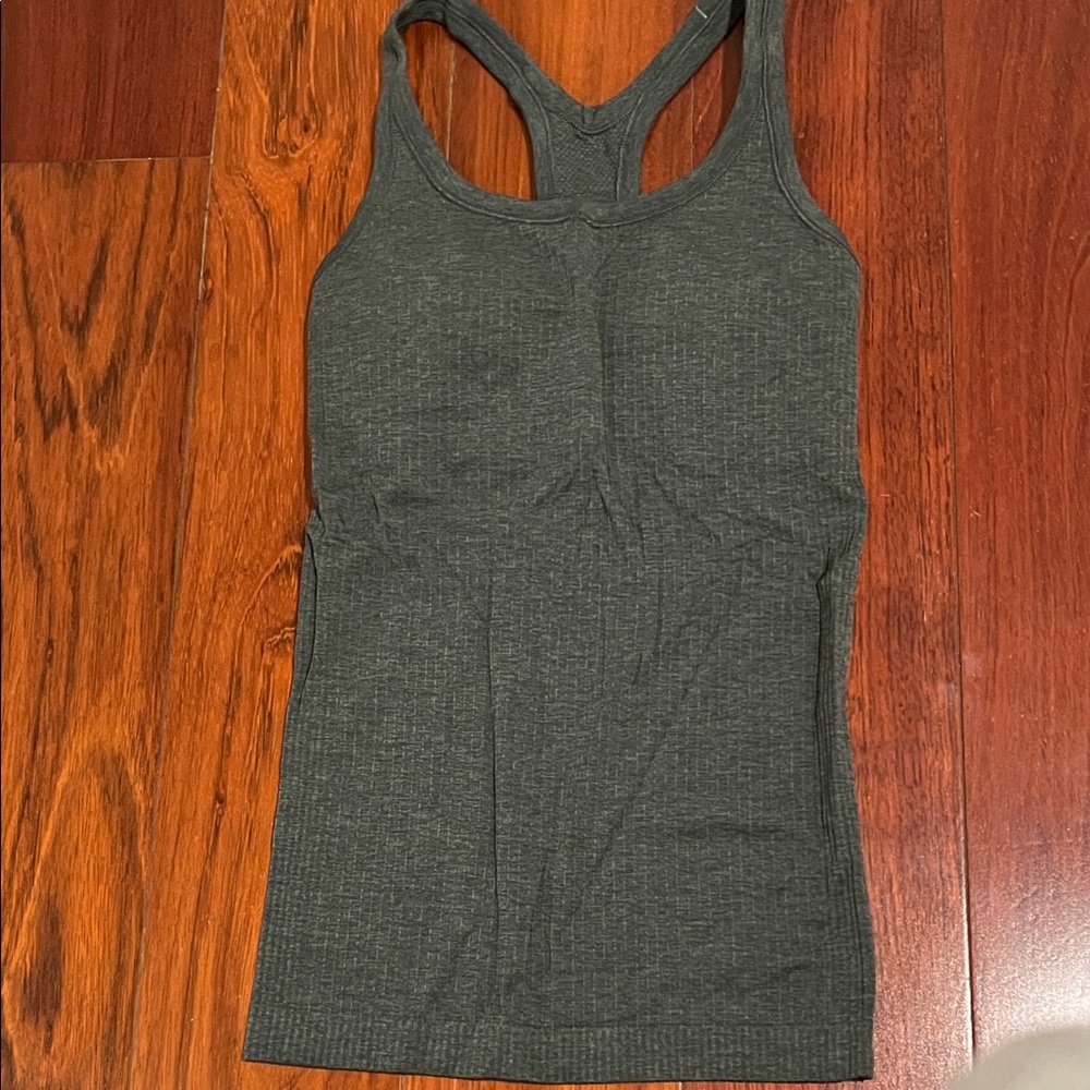 lululemon dark green ebb to street tank